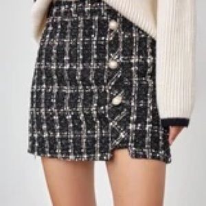 Abigale Black Tweed Skirt - M / Medium Black